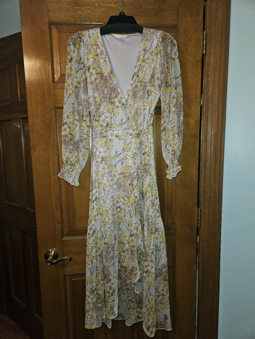 Floral Wrap Maxi Dress in Yellow and Cream